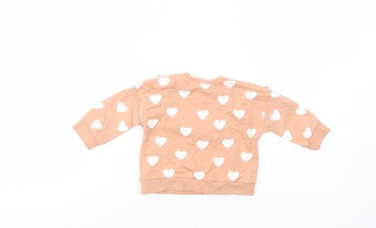 George Baby Pink Geometric Cotton Pullover Jumper Size 3-6 Months Snap - Heart Print