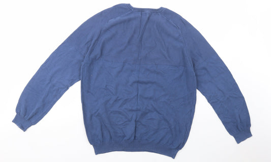 Studio Mens Blue Crew Neck Cotton Pullover Jumper Size L