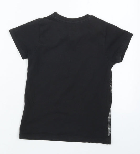 Matalan Boys Black Cotton Basic T-Shirt Size 7 Years Crew Neck Pullover - NYC