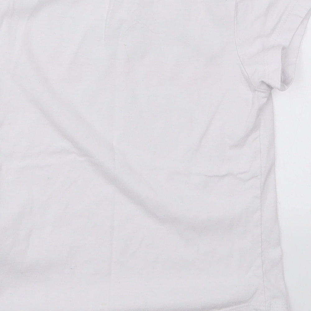 Reebok Girls White Cotton Basic T-Shirt Size 7-8 Years Crew Neck Pullover - Born to Win