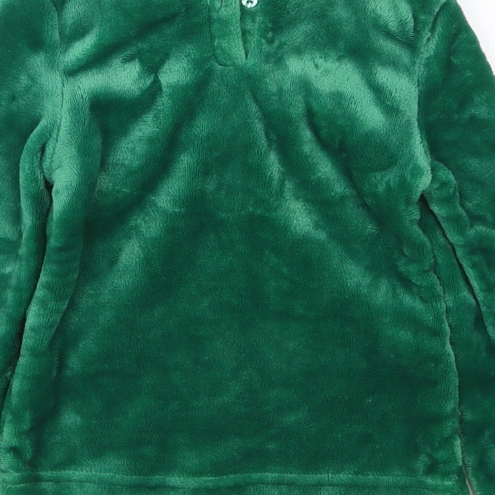 TJM Boys Green Polyester Basic T-Shirt Size 6-7 Years Round Neck Button - Cheeky Elf