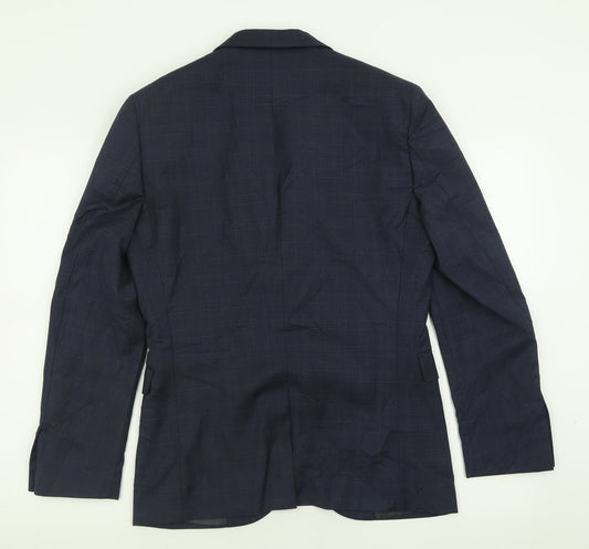 NEXT Mens Black Plaid Polyester Jacket Suit Jacket Size 36