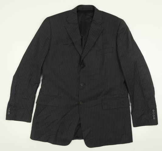 jaegar Mens Grey Striped Wool Jacket Suit Jacket Size 42