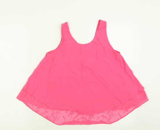 Papaya Womens Pink Polyester Basic Tank Size 8 Scoop Neck