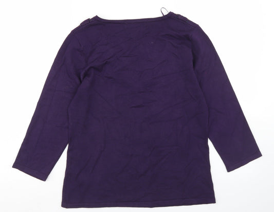 Just Elegance Womens Purple Scoop Neck Viscose Pullover Jumper Size L