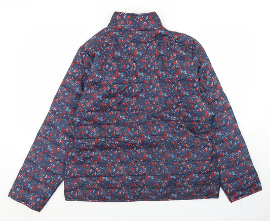 Anna De Lancay Womens Blue Floral Puffer Jacket Jacket Size M Zip