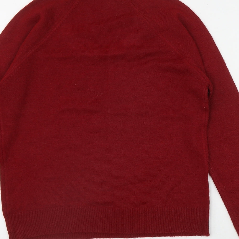 Yum Yum Womens Red Round Neck Acrylic Pullover Jumper Size 6