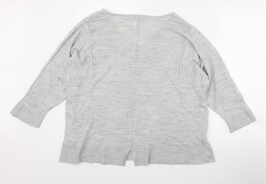 Per Una Womens Grey V-Neck Acrylic Pullover Jumper Size 20