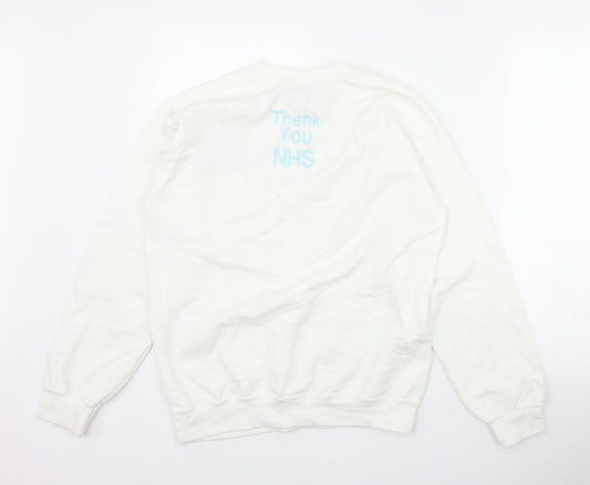 M&C Womens White Cotton Pullover Sweatshirt Size S Pullover - 'Thank you NHS'