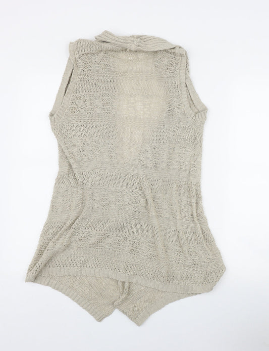 Evie Womens Beige V-Neck Cotton Cardigan Jumper Size 10
