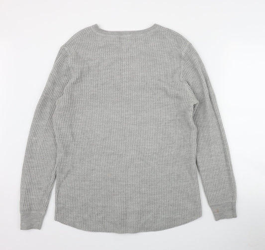 H&M Mens Grey Round Neck Acrylic Pullover Jumper Size L