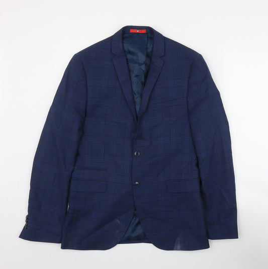 Lambretta Mens Blue Plaid Polyester Jacket Suit Jacket