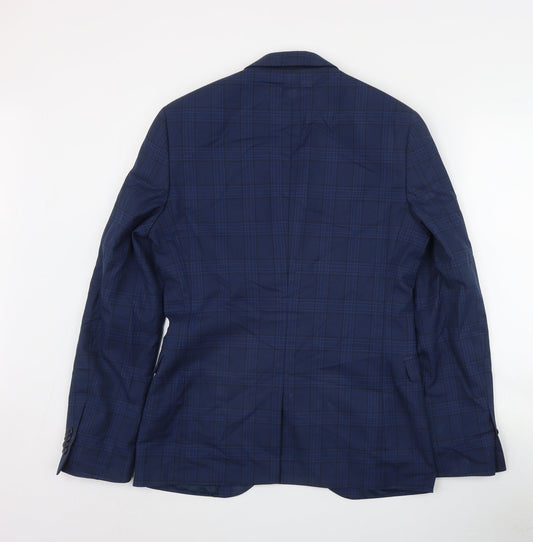 Lambretta Mens Blue Plaid Polyester Jacket Suit Jacket