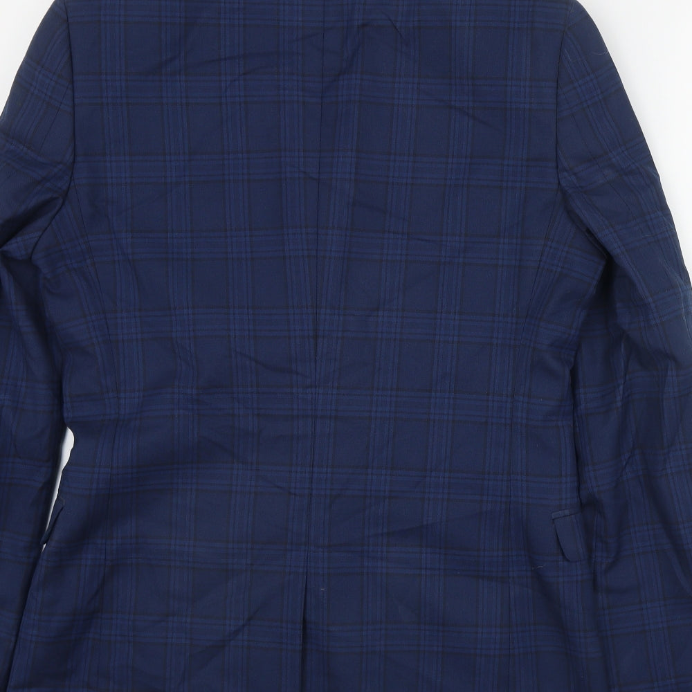 Lambretta Mens Blue Plaid Polyester Jacket Suit Jacket