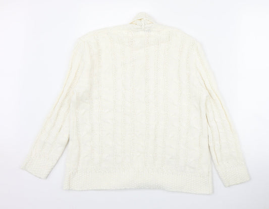 Fashion Alert Womens Ivory V-Neck Acrylic Cardigan Jumper Size S