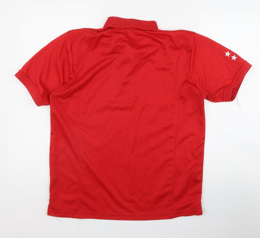 Premier Mens Red Polyester Polo Size L Collared Button