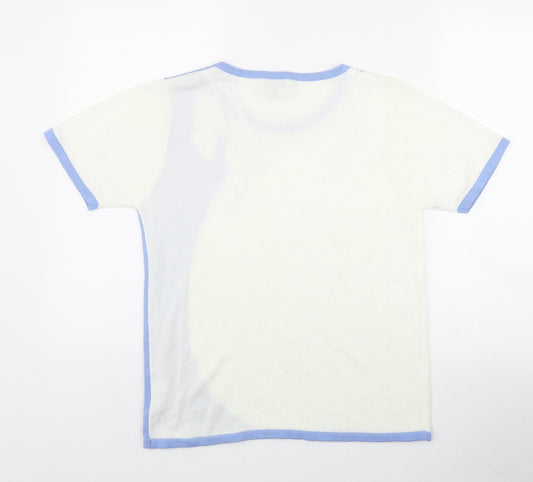 Westwood Ho Womens Ivory Acrylic Basic T-Shirt Size M Round Neck - Bow