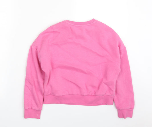 Marks and Spencer Girls Pink Cotton Pullover Sweatshirt Size 9-10 Years Pullover - Positive State of Mind