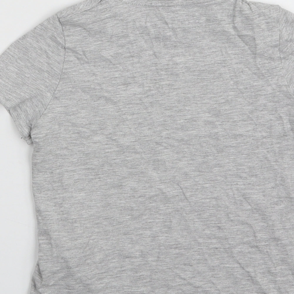 Marks and Spencer Girls Grey Cotton Pullover T-Shirt Size 6-7 Years Crew Neck Pullover