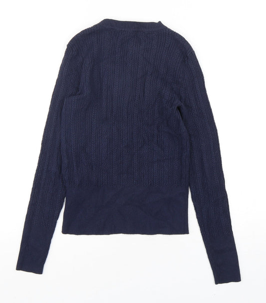 Marks and Spencer Womens Blue Round Neck Viscose Pullover Jumper Size 6
