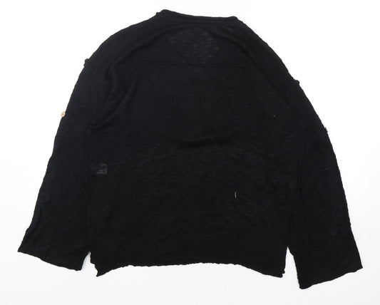 Preworn Womens Black V-Neck Acrylic Pullover Jumper Size M