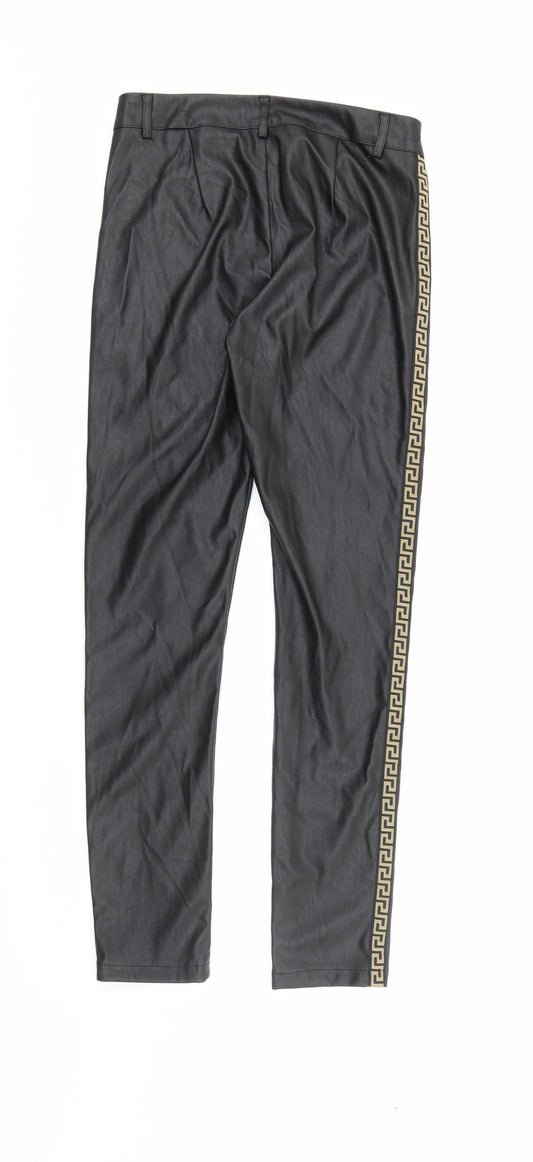 In Vogue Womens Black Polyester Jegging Trousers Size M L27 in Regular Button