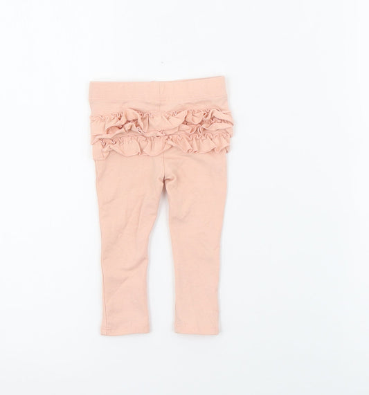 Preworn1 Girls Pink Cotton Pedal Pusher Leggings Size 3-6 Months