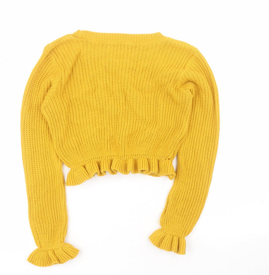 Select Girls Yellow Round Neck Acrylic Pullover Jumper Size 12-13 Years Pullover