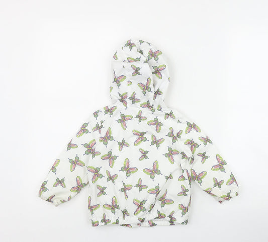 Gap Girls White Geometric Rain Coat Jacket Size 2 Years Zip - Butterfly Print
