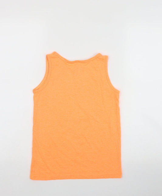 F&F Boys Orange Polyester Basic Tank Size 7-8 Years Scoop Neck Pullover - 'Florida'