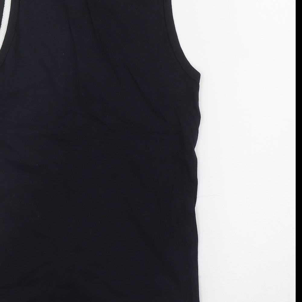 URB Boys Black Cotton Basic Tank Size 7-8 Years Scoop Neck Pullover