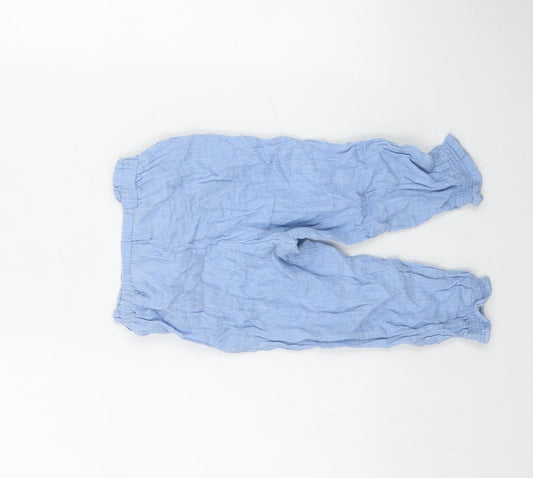 H&M Girls Blue Cotton Jogger Trousers Size 2 Years Regular Pullover
