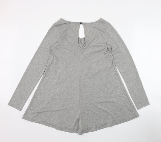 Boohoo Womens Grey Polyester Playsuit One-Piece Size 10 L3 in Button