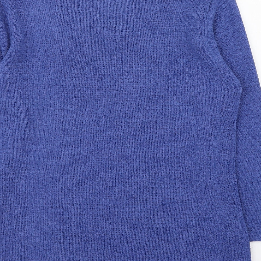 Bm collection Womens Blue Scoop Neck Acrylic Pullover Jumper Size S