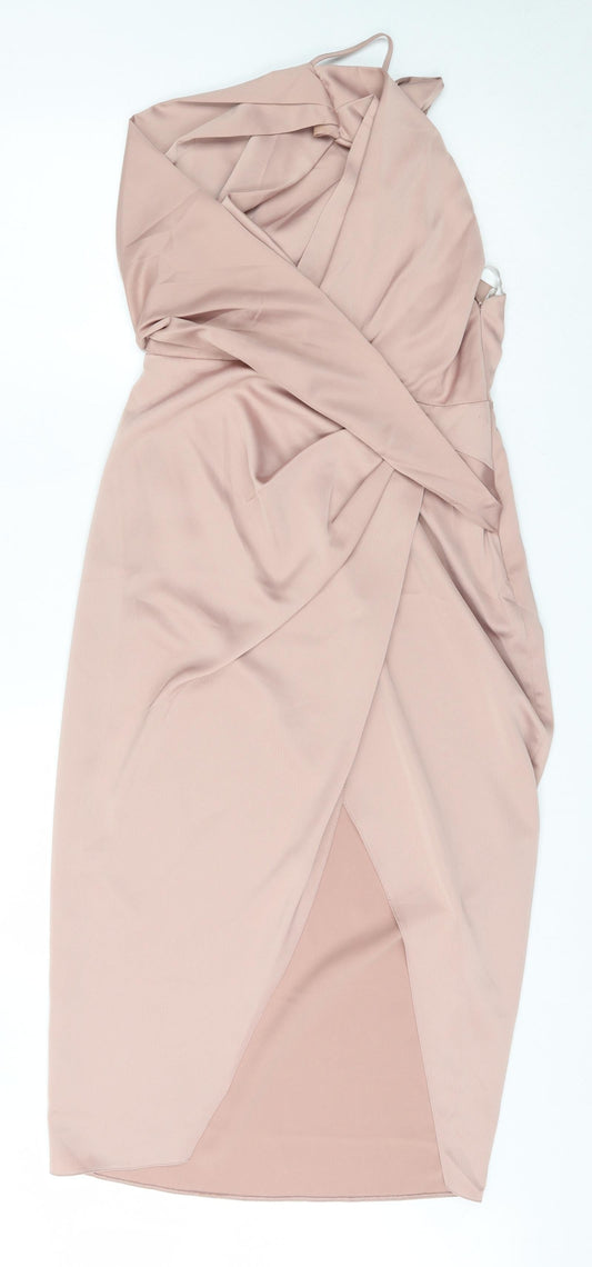 ASOS Womens Pink Polyester Shift Size 10 Cowl Neck Zip