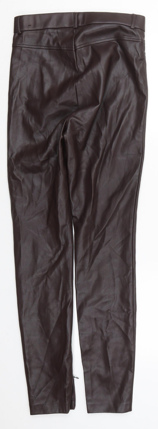 Preworn Womens Brown Polyurethane Trousers Size 27 in L29 in Regular Button