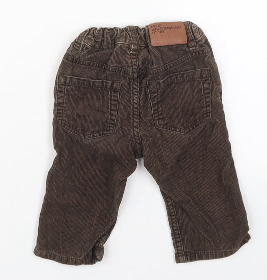 H&M Boys Brown Cotton Capri Trousers Size 9 Months Button