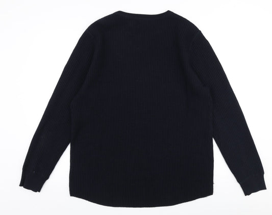 H&M Mens Blue Round Neck Acrylic Pullover Jumper Size L