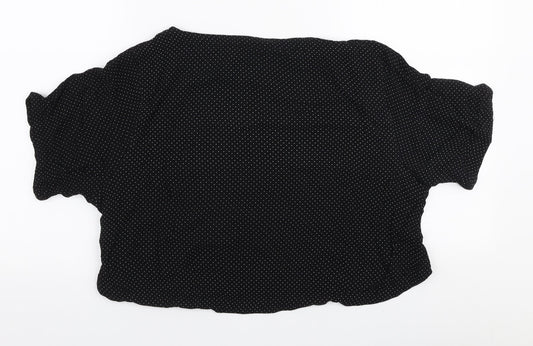 H&M Womens Black Polka Dot Viscose Basic Blouse Size 10 Round Neck