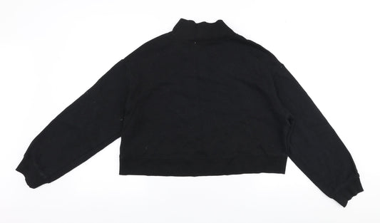 H&M Womens Black Cotton Pullover Sweatshirt Size M Zip