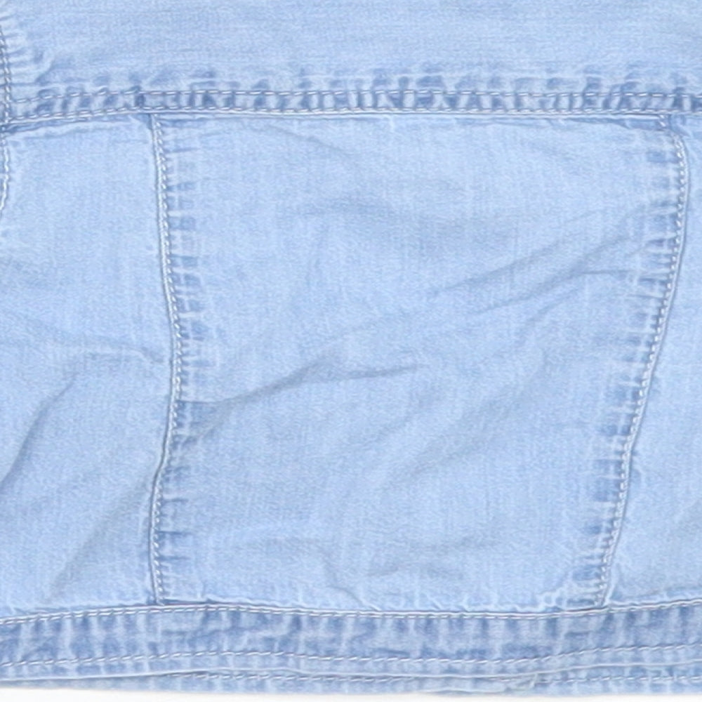 George Girls Blue Cotton Basic Button-Up Size 6-9 Months Collared Button