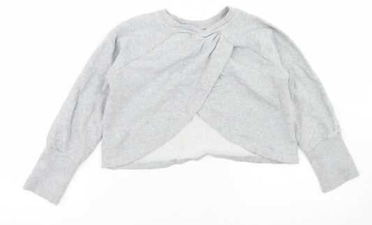 NEXT Girls Grey Cotton Pullover Sweatshirt Size 7 Years - Cropped, Open Back