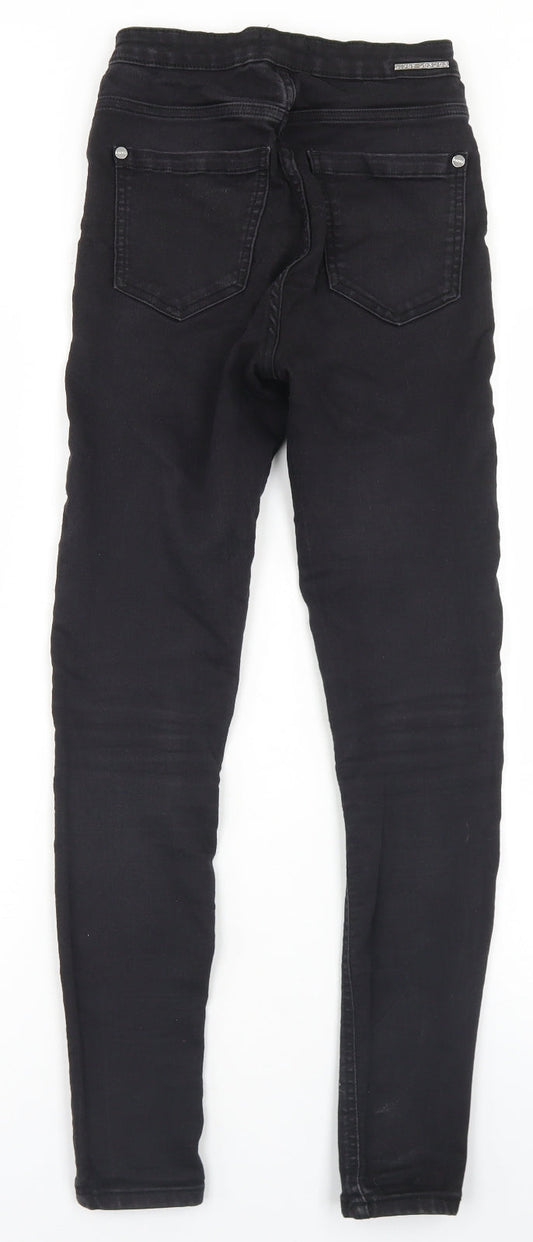 Lipsy Womens Black Cotton Skinny Jeans Size 8 L28 in Regular Button