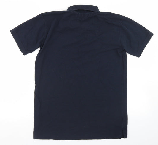Simon Jeffrey Mens Blue Polyester Polo Size S Collared Button