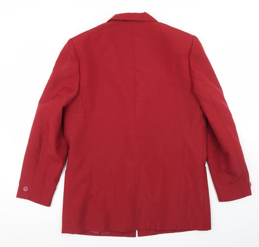 Classics Womens Red Polyester Jacket Blazer Size 14