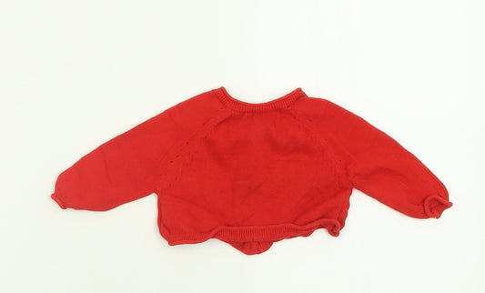 Gap Girls Red Cotton Cardigan Jumper Size 0-3 Months Button