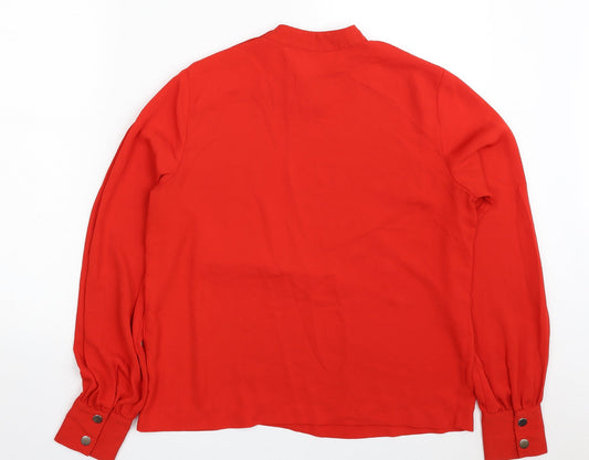 Stradivarius Womens Red Polyester Basic Blouse Size M High Neck