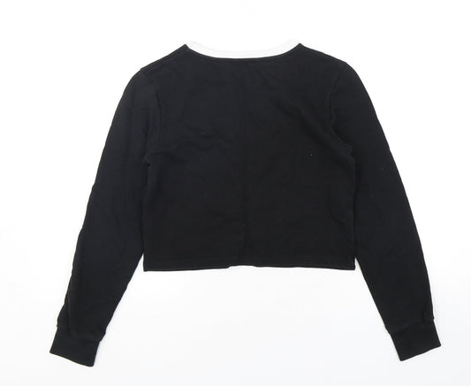 Candy Couture Girls Black Cotton Pullover Sweatshirt Size 12-13 Years Pullover - Cropped