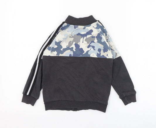 NEXT Boys Grey Camouflage Cotton Full Zip Sweatshirt Size 4 Years Zip