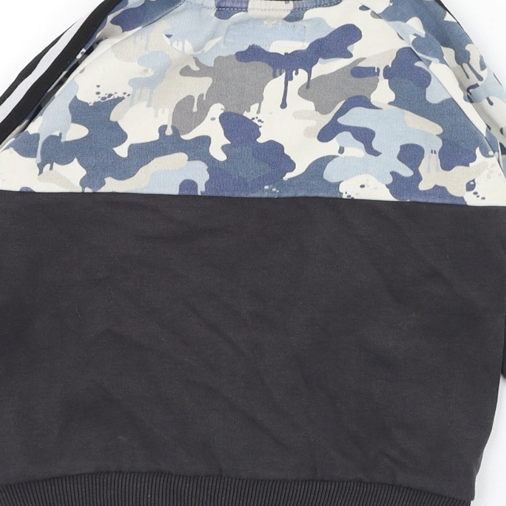 NEXT Boys Grey Camouflage Cotton Full Zip Sweatshirt Size 4 Years Zip